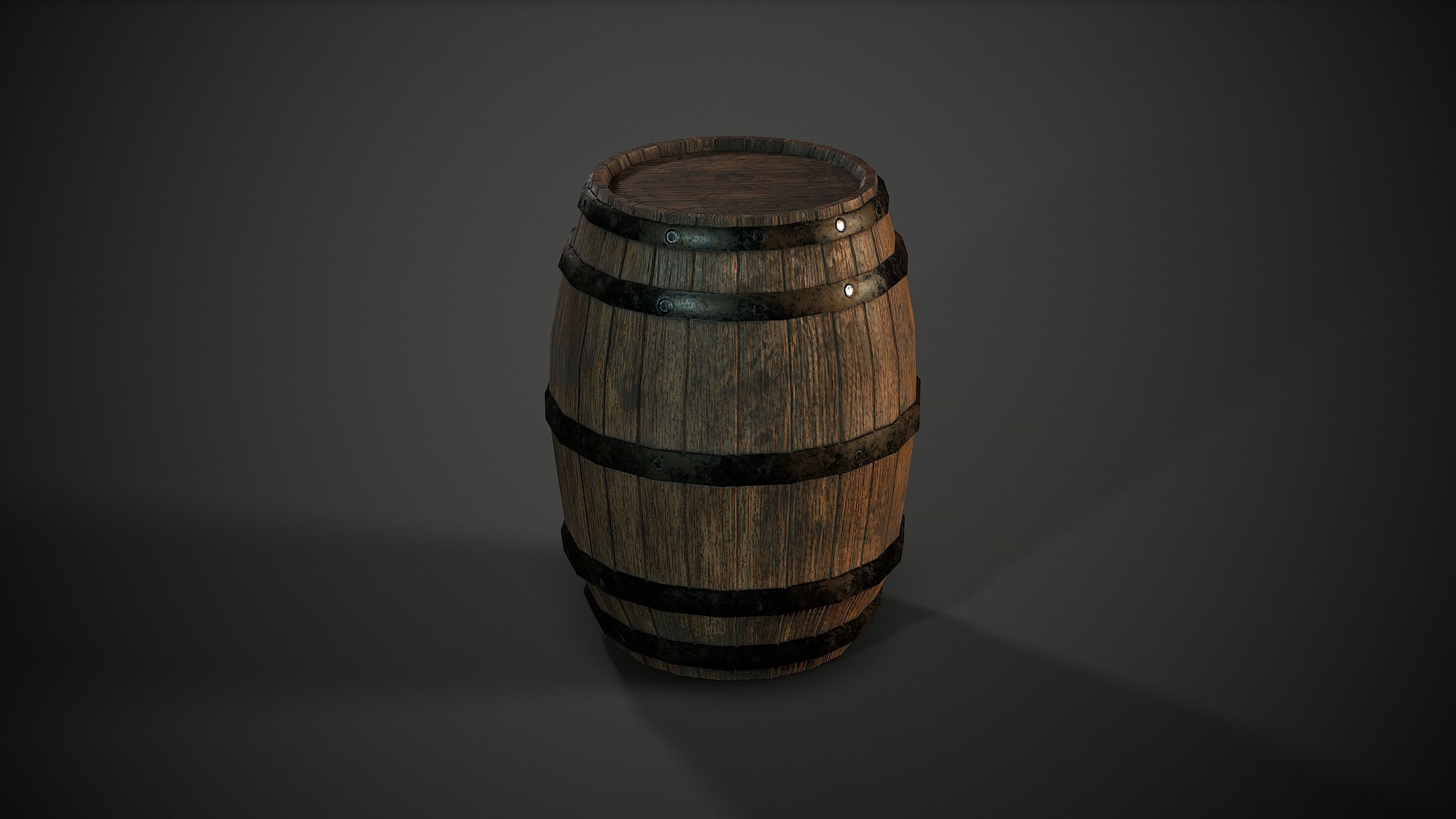 Old wooden barrel - PBR Game Ready Low-poly 3D model Low-poly 3D model_4