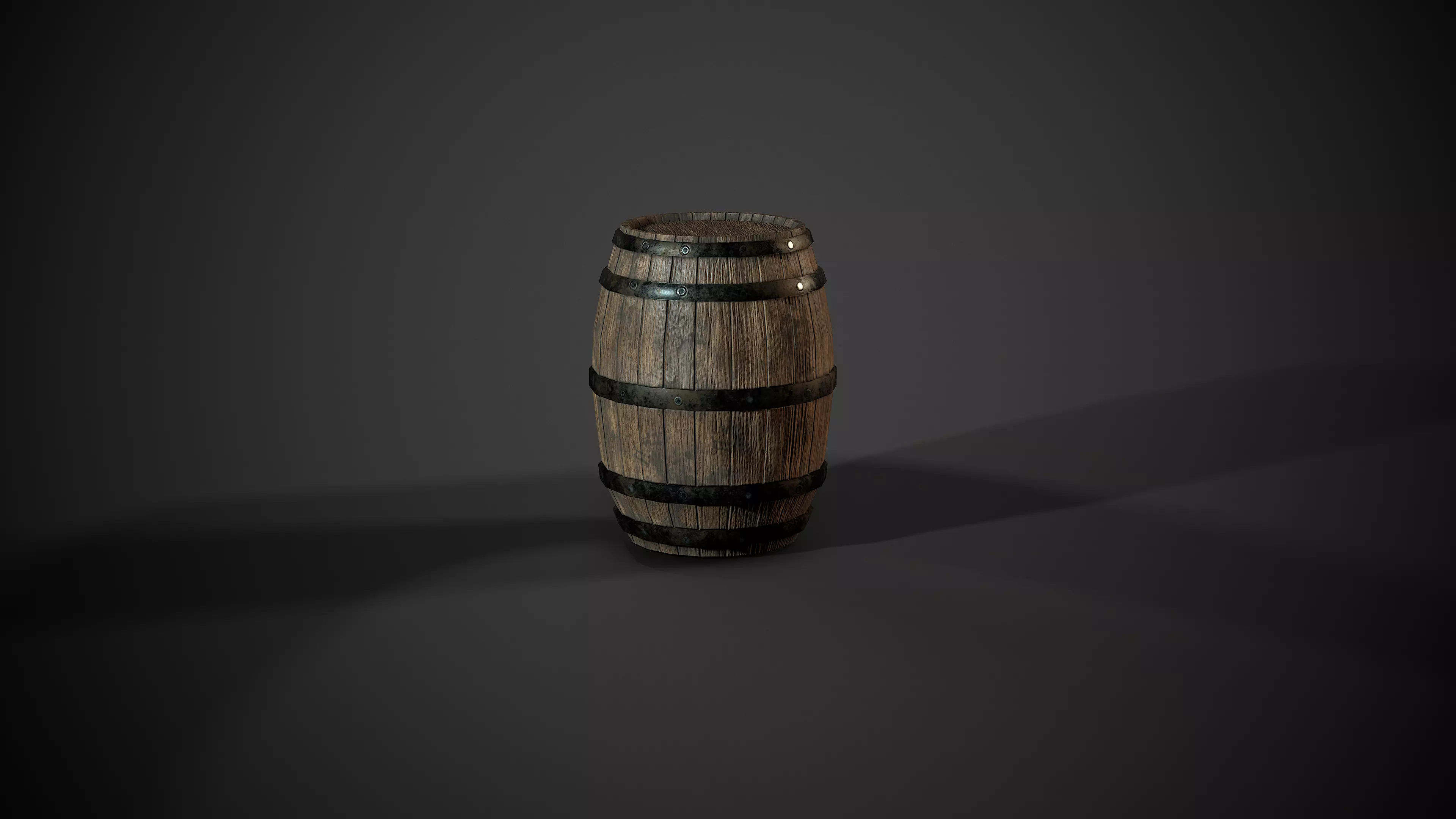Old wooden barrel - PBR Game Ready Low-poly 3D model Low-poly 3D model_0