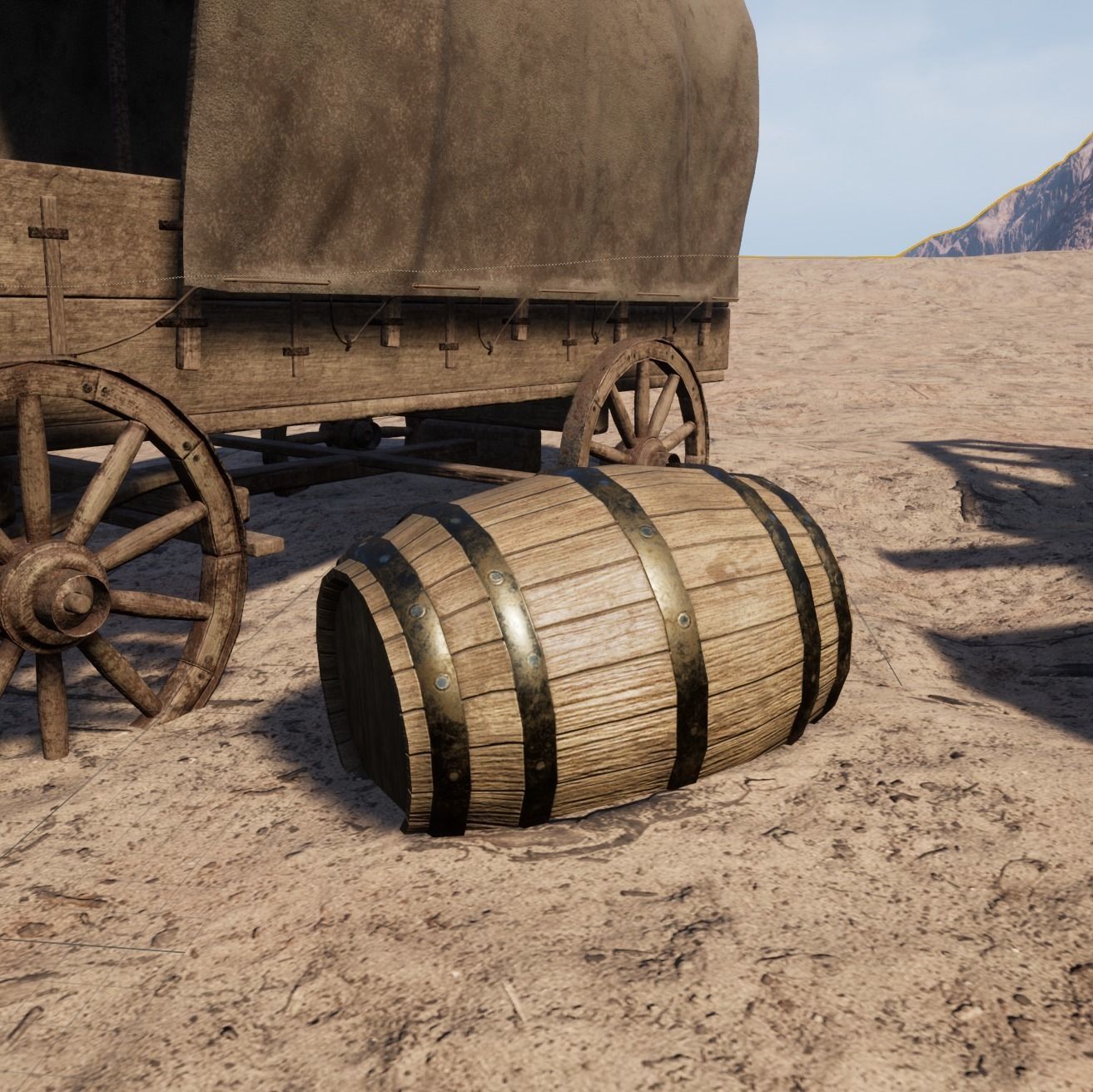 Old wooden barrel - PBR Game Ready Low-poly 3D model Low-poly 3D model_2