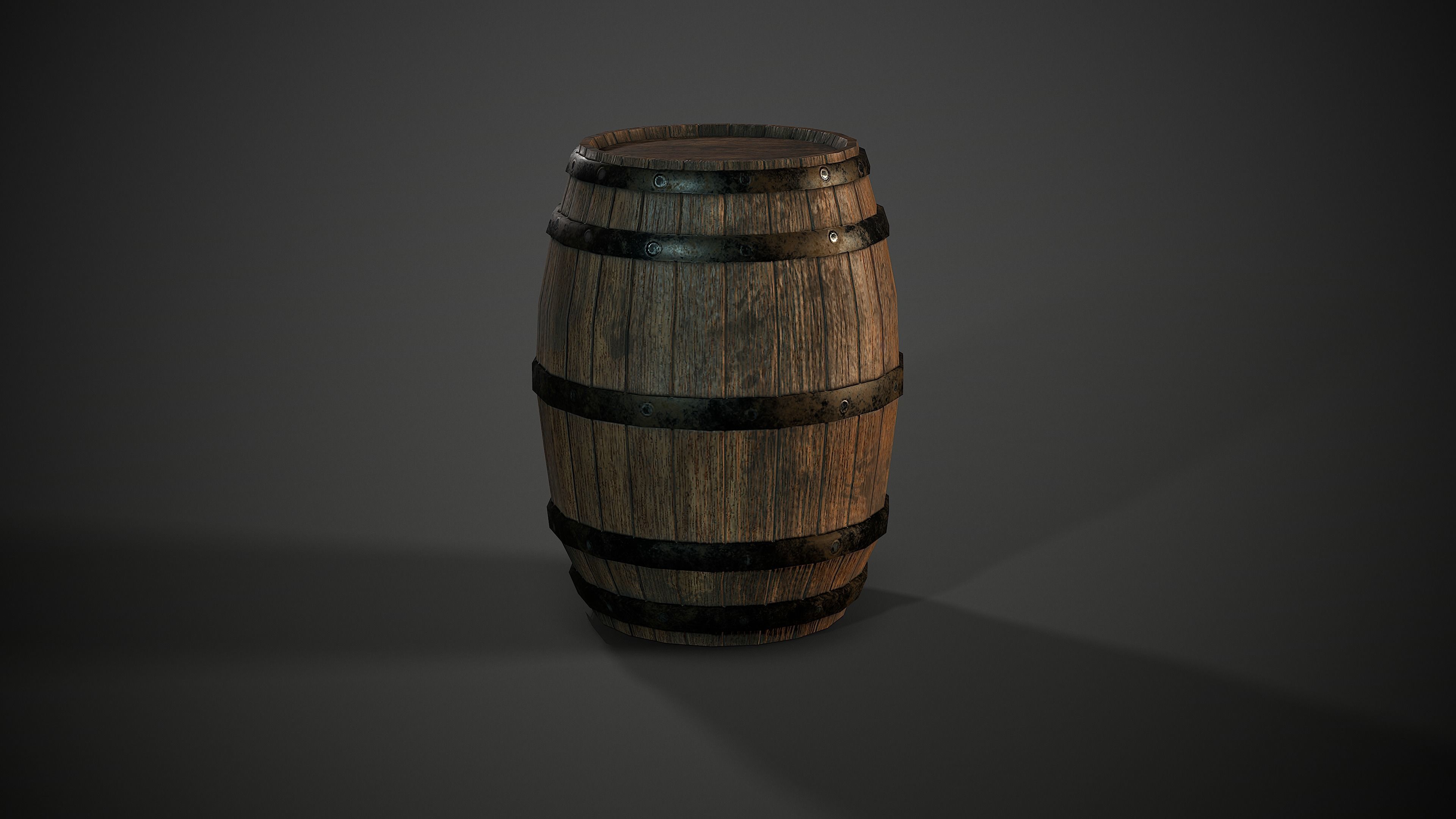 Old wooden barrel - PBR Game Ready Low-poly 3D model Low-poly 3D model_1