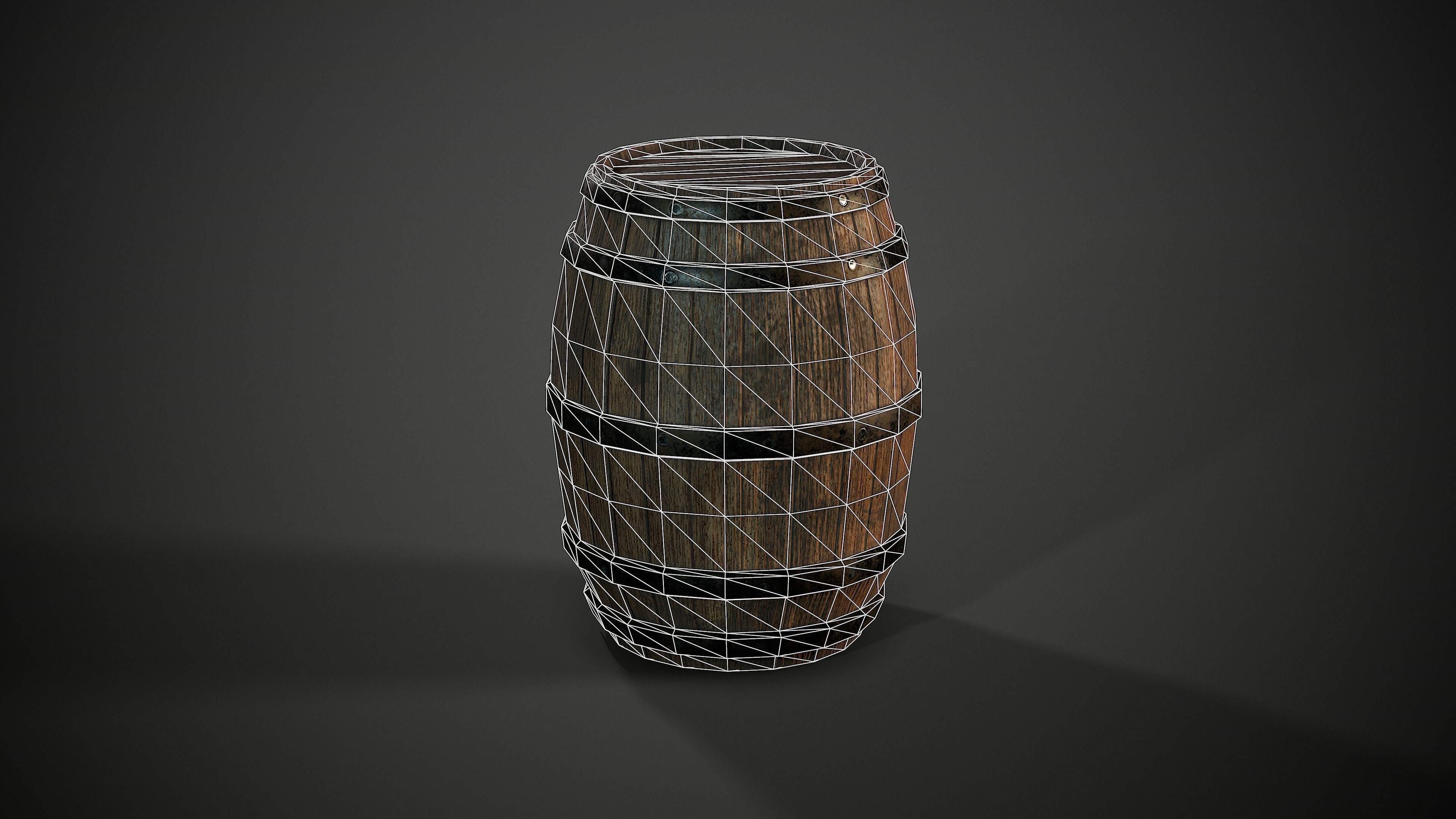 Old wooden barrel - PBR Game Ready Low-poly 3D model Low-poly 3D model_5