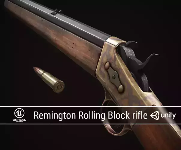 PBR Remington Rolling Block rifle Low-poly 3D model