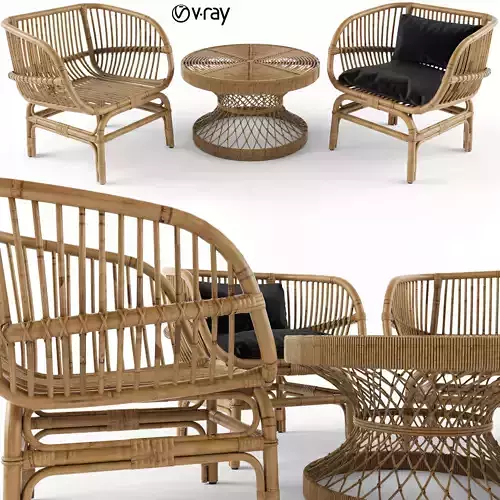Coffee table vs Nordal lounge chair natural rattan