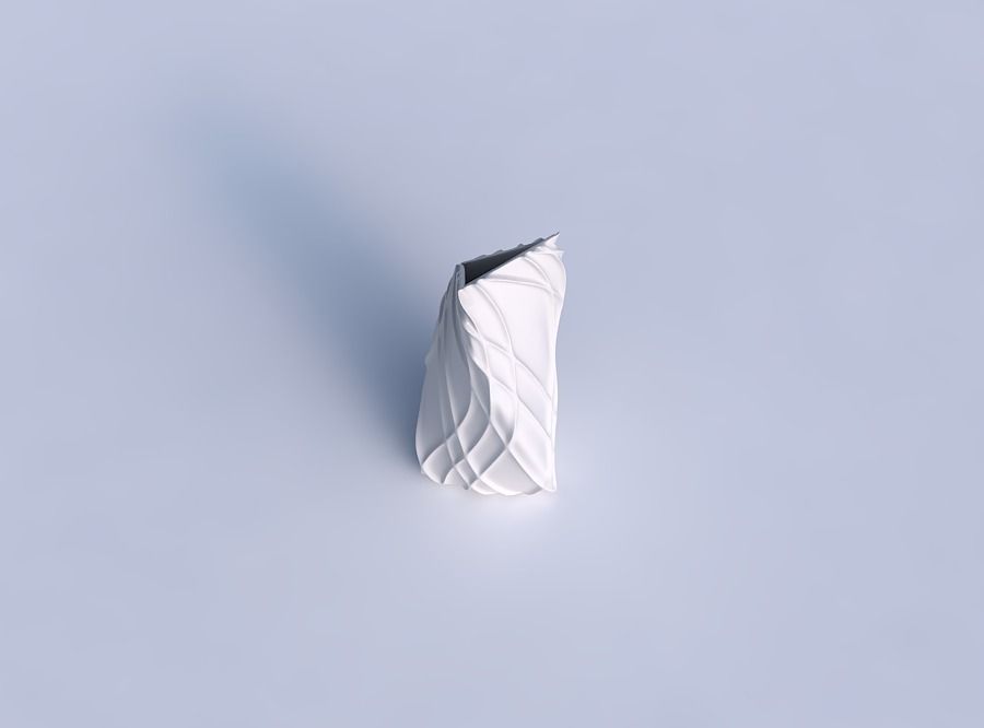 Vase twist tipped triangle with wavy sparse extruded lines 3D print model_1