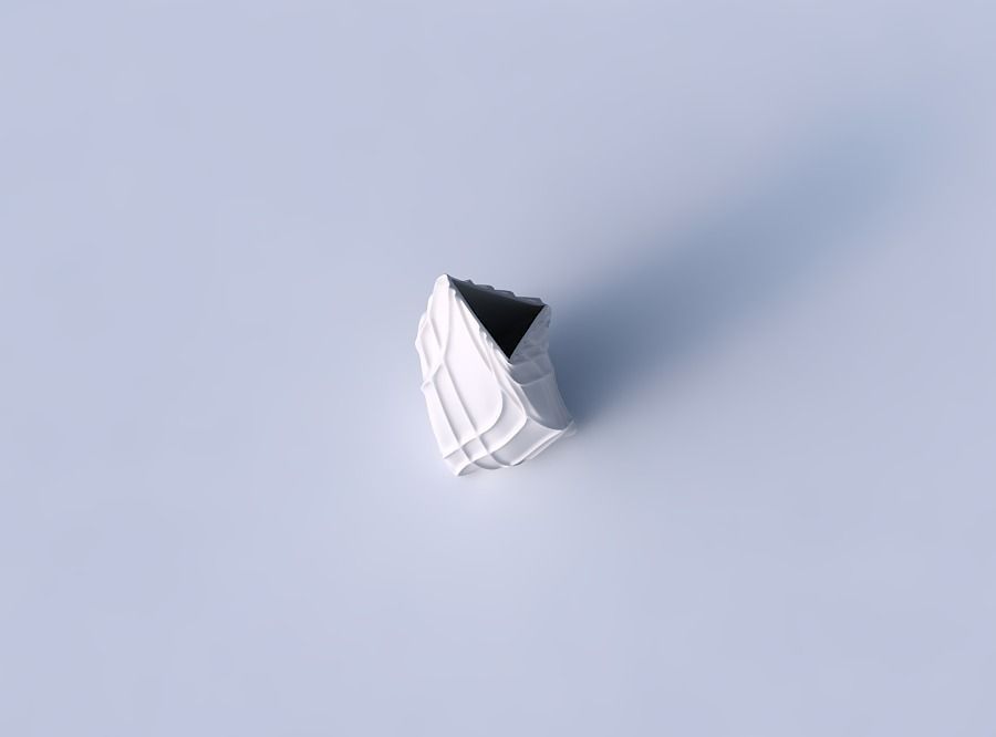 Vase twist tipped triangle with wavy sparse extruded lines 3D print model_2