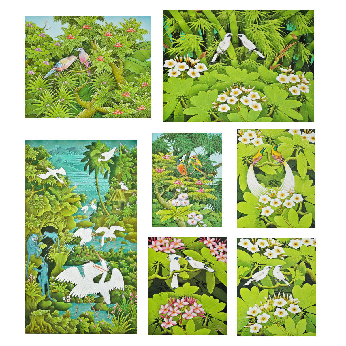 Balinese Garden Bird Paintings 3D model_1