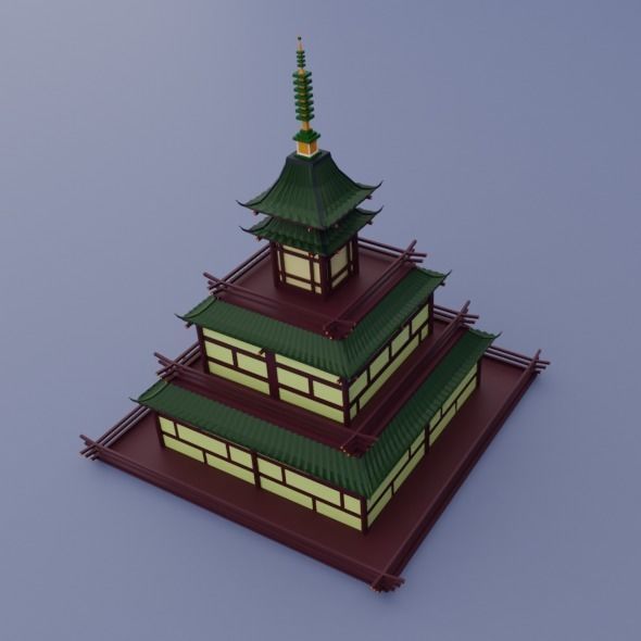 Ancient Chinese House Low-poly 3D model_2