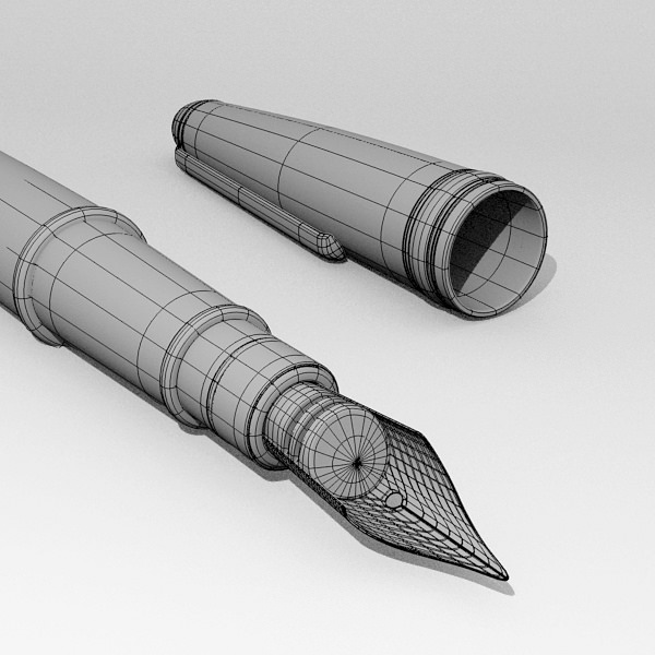 Luxury fountain pen 3D Model .obj .3ds .fbx .blend - CGTrader.com