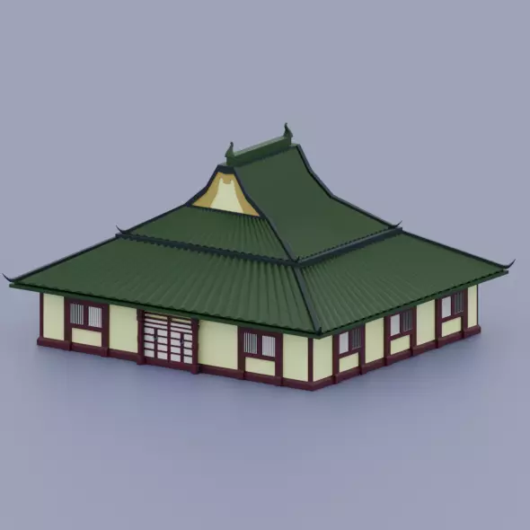 Ancient Chinese House Low-poly 3D model_0