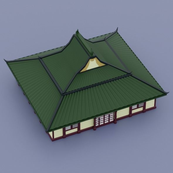 Ancient Chinese House Low-poly 3D model_4