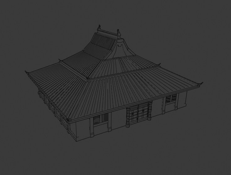 Ancient Chinese House Low-poly 3D model_5