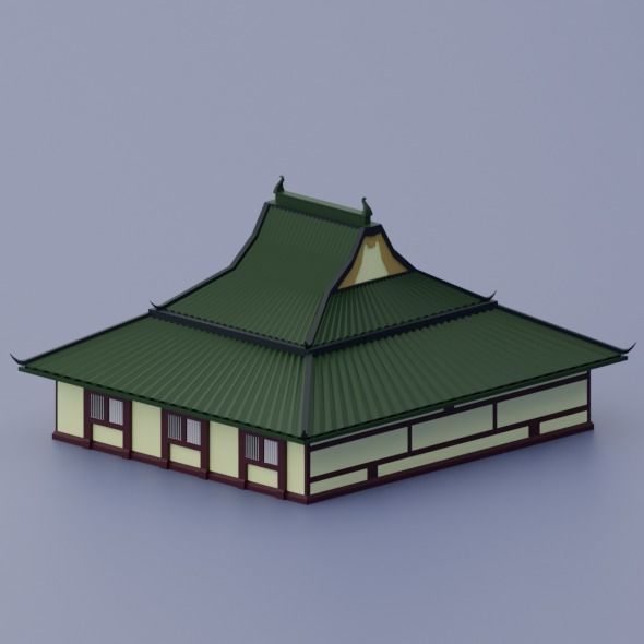 Ancient Chinese House Low-poly 3D model_2