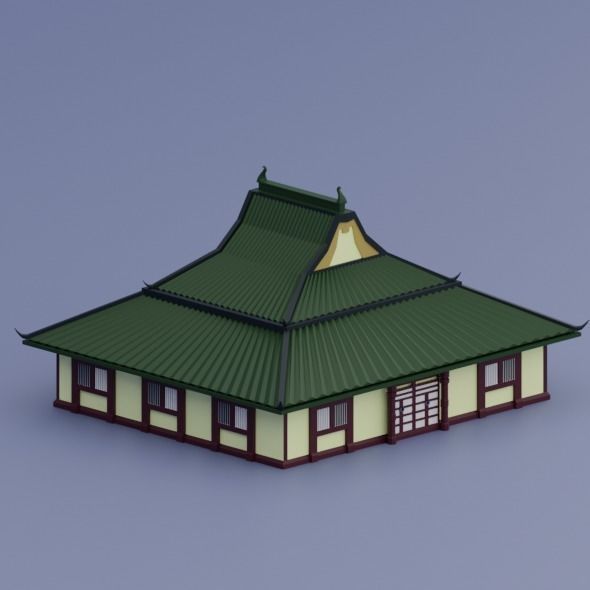 Ancient Chinese House Low-poly 3D model_1