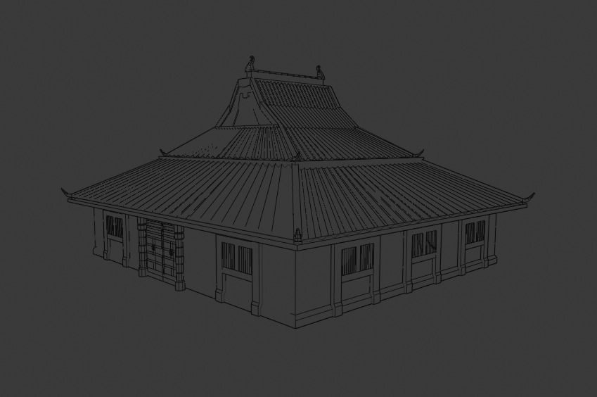 Ancient Chinese House Low-poly 3D model_6