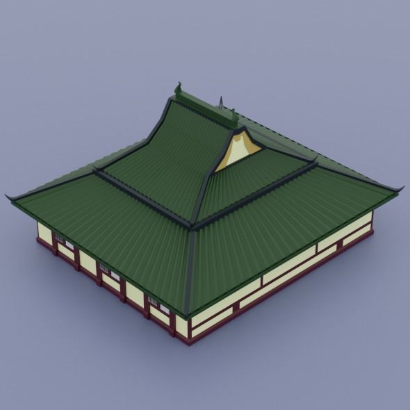 Ancient Chinese House Low-poly 3D model_3
