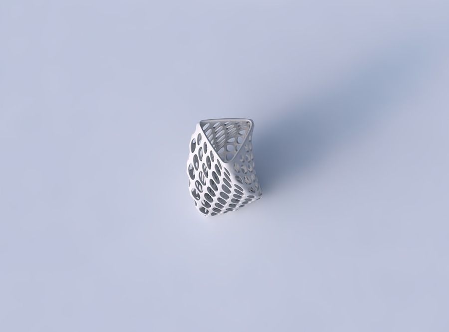 Vase twist triangle with bubble grid lattice 3D print model_2