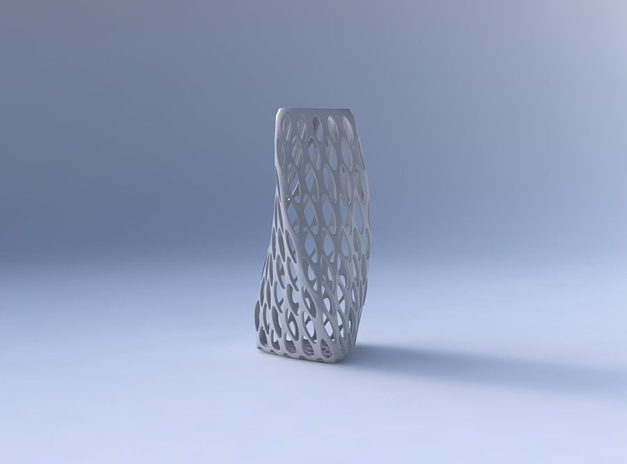 Vase twist triangle with bubble grid lattice 3D print model_4