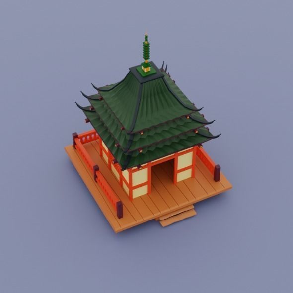 Ancient Chinese store Low-poly 3D model_5