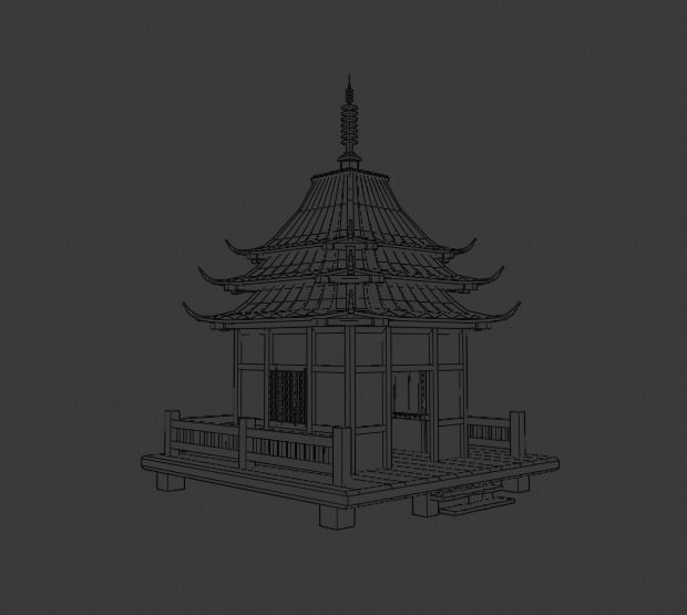 Ancient Chinese store Low-poly 3D model_7