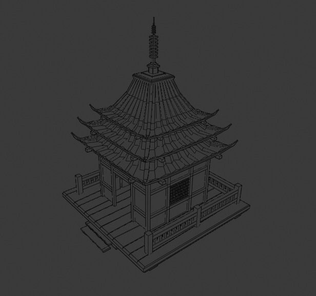 Ancient Chinese store Low-poly 3D model_6
