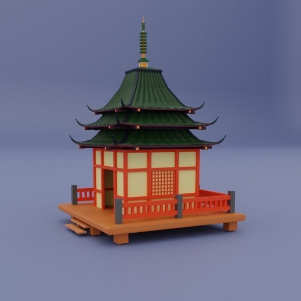 Ancient Chinese store Low-poly 3D model_1