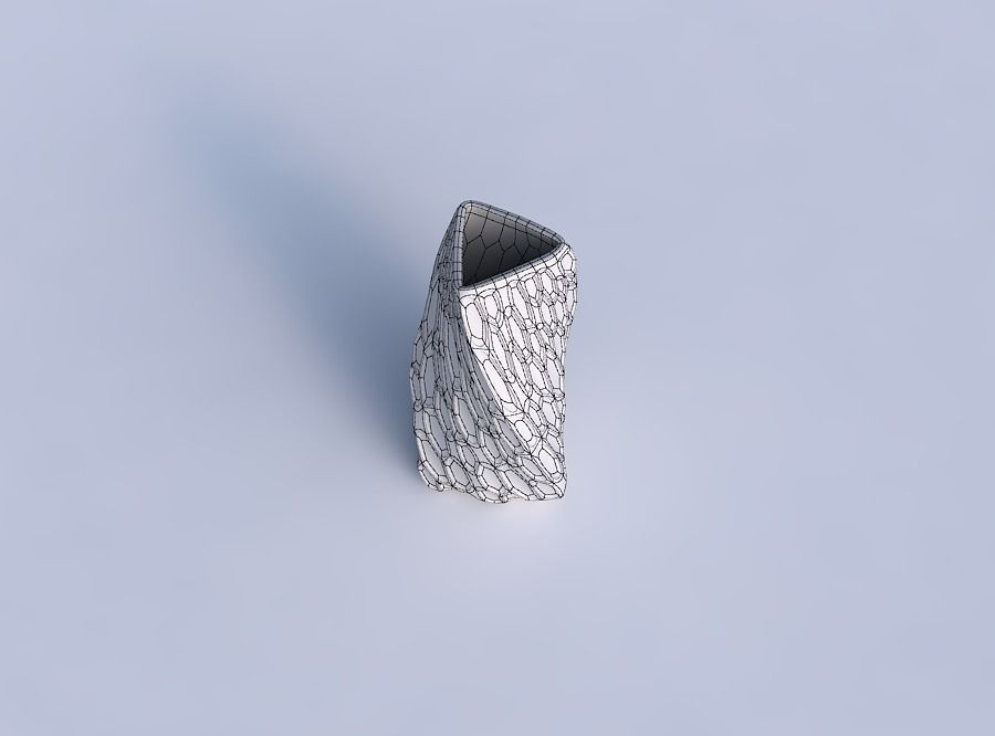 Vase twist triangle with bubbles 3D print model_6
