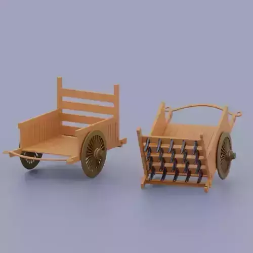 Ancient Chinese chariot Low-poly 3D model