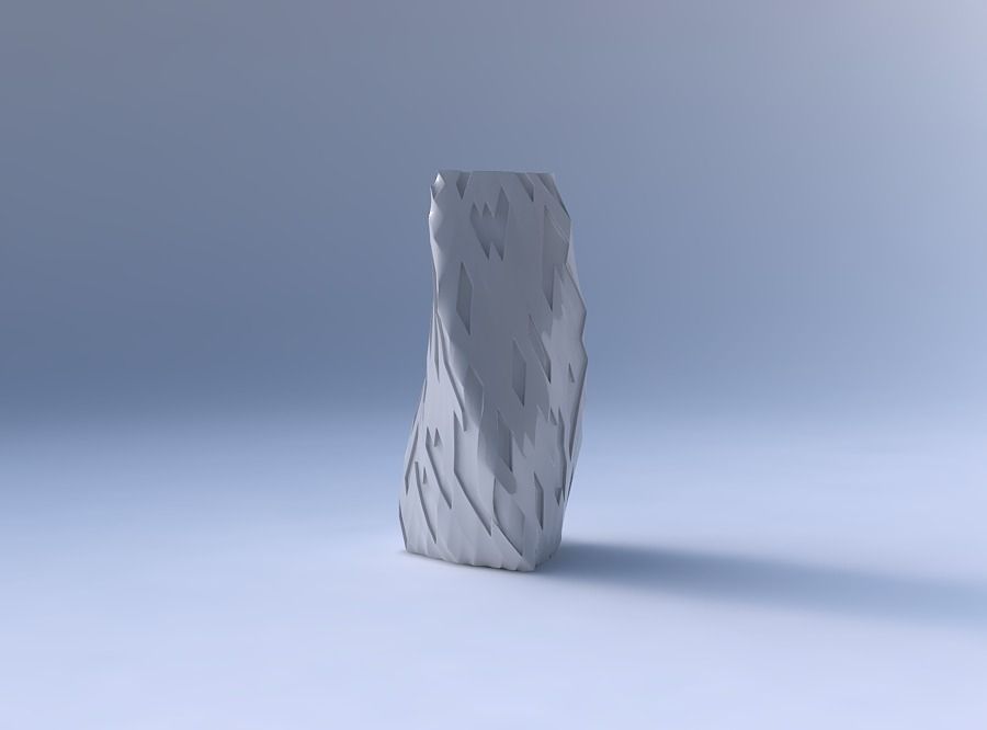 Vase twist triangle with cavities 3D print model_4