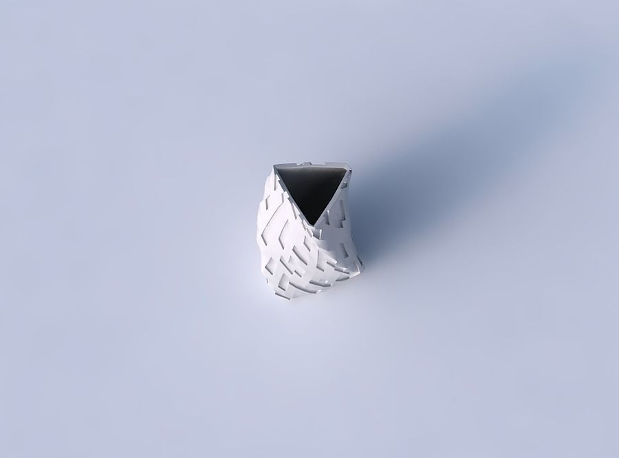 Vase twist triangle with cavities 3D print model_2