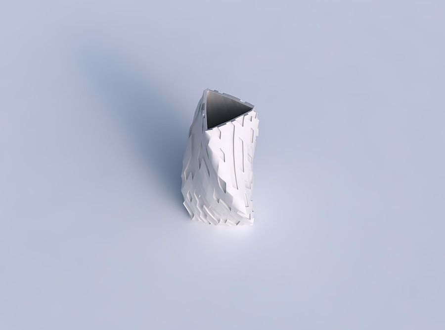 Vase twist triangle with cavities 3D print model_1