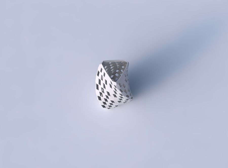 Vase twist triangle with checker grid lattice 2 3D print model_2