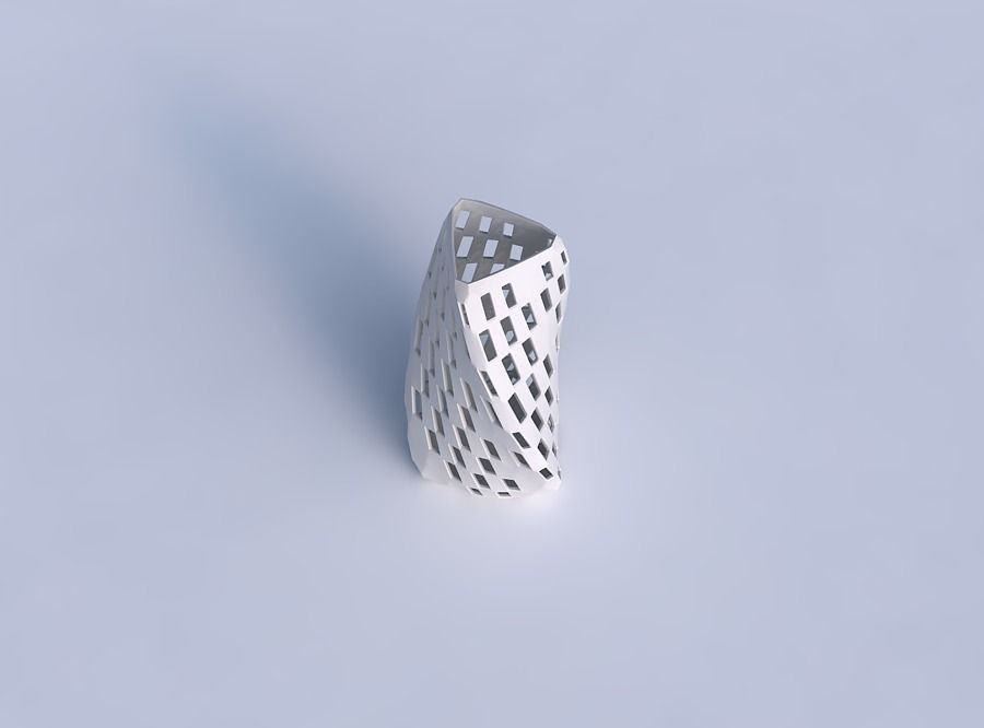 Vase twist triangle with checker grid lattice 2 3D print model_1