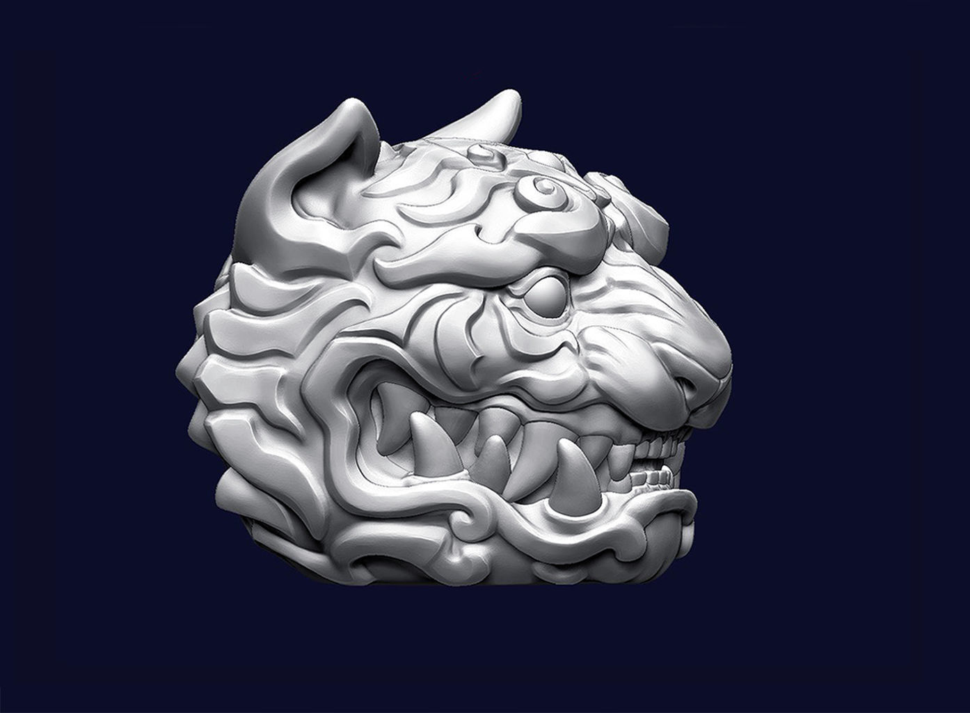 Tiger Head Ornamental 3D print model_7