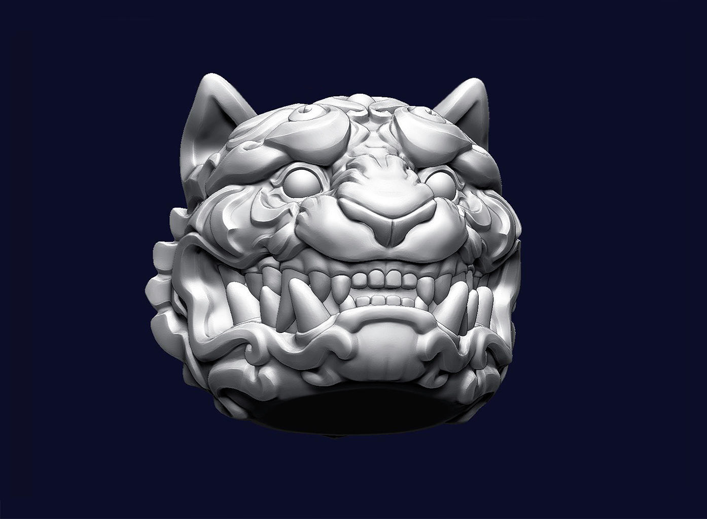Tiger Head Ornamental 3D print model_2