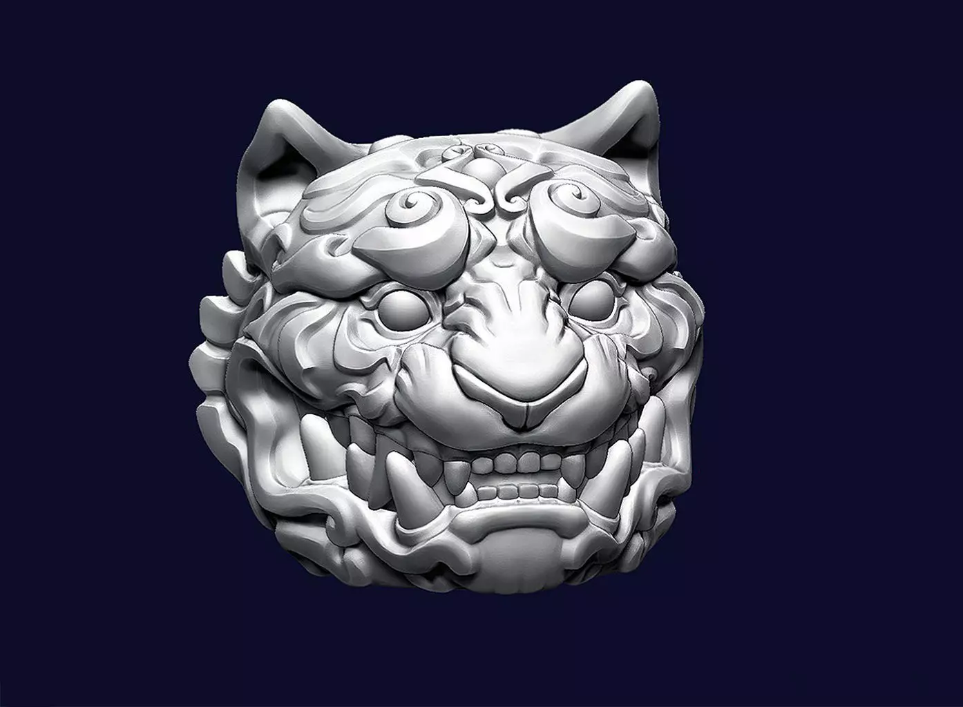 Tiger Head Ornamental 3D print model_0