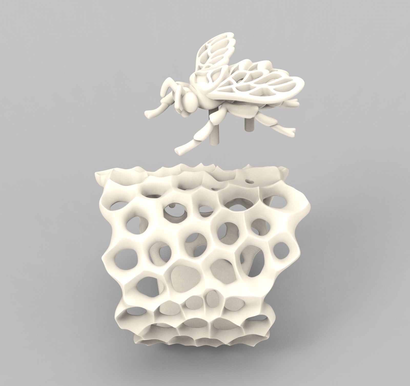 Blue Bee enamel ring 3D print model_11