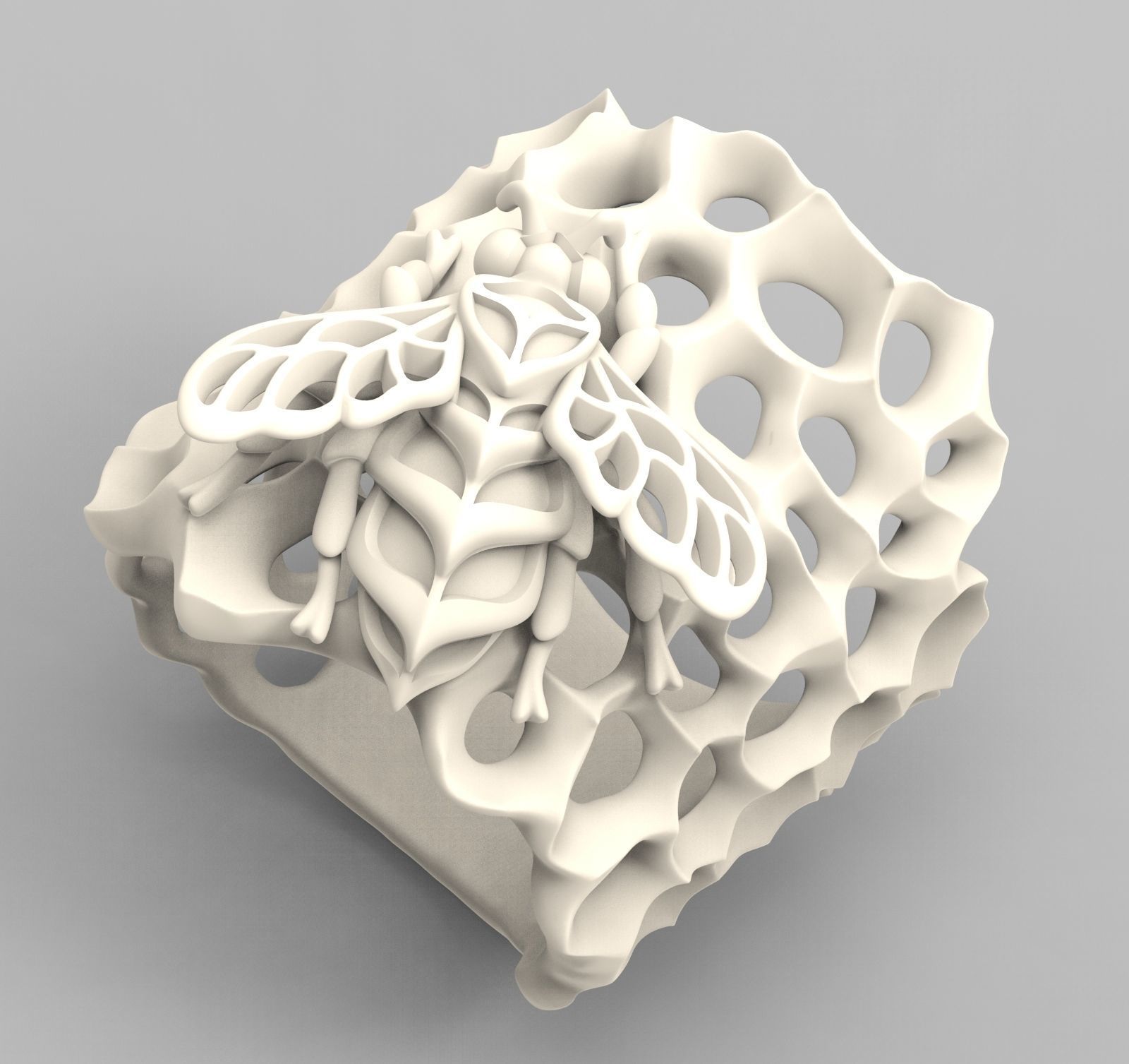 Blue Bee enamel ring 3D print model_10