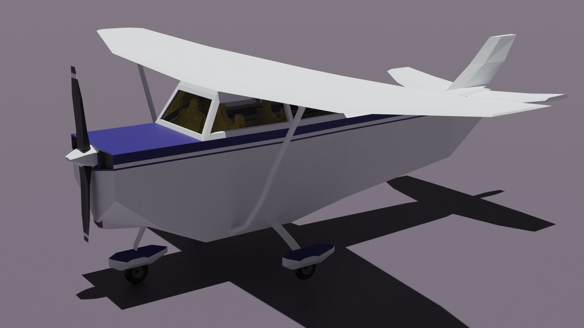 Low poly propeller plane Low-poly 3D model_1