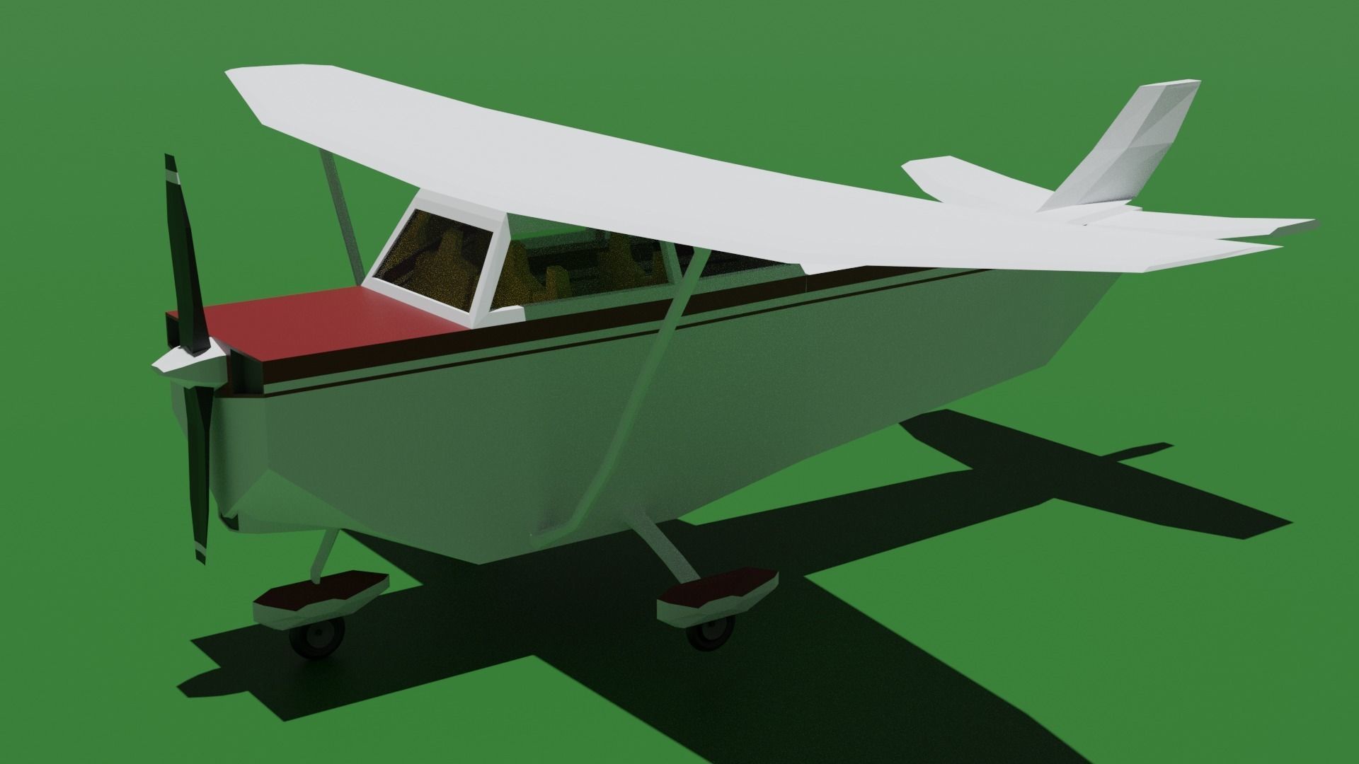 Low poly propeller plane Low-poly 3D model_4