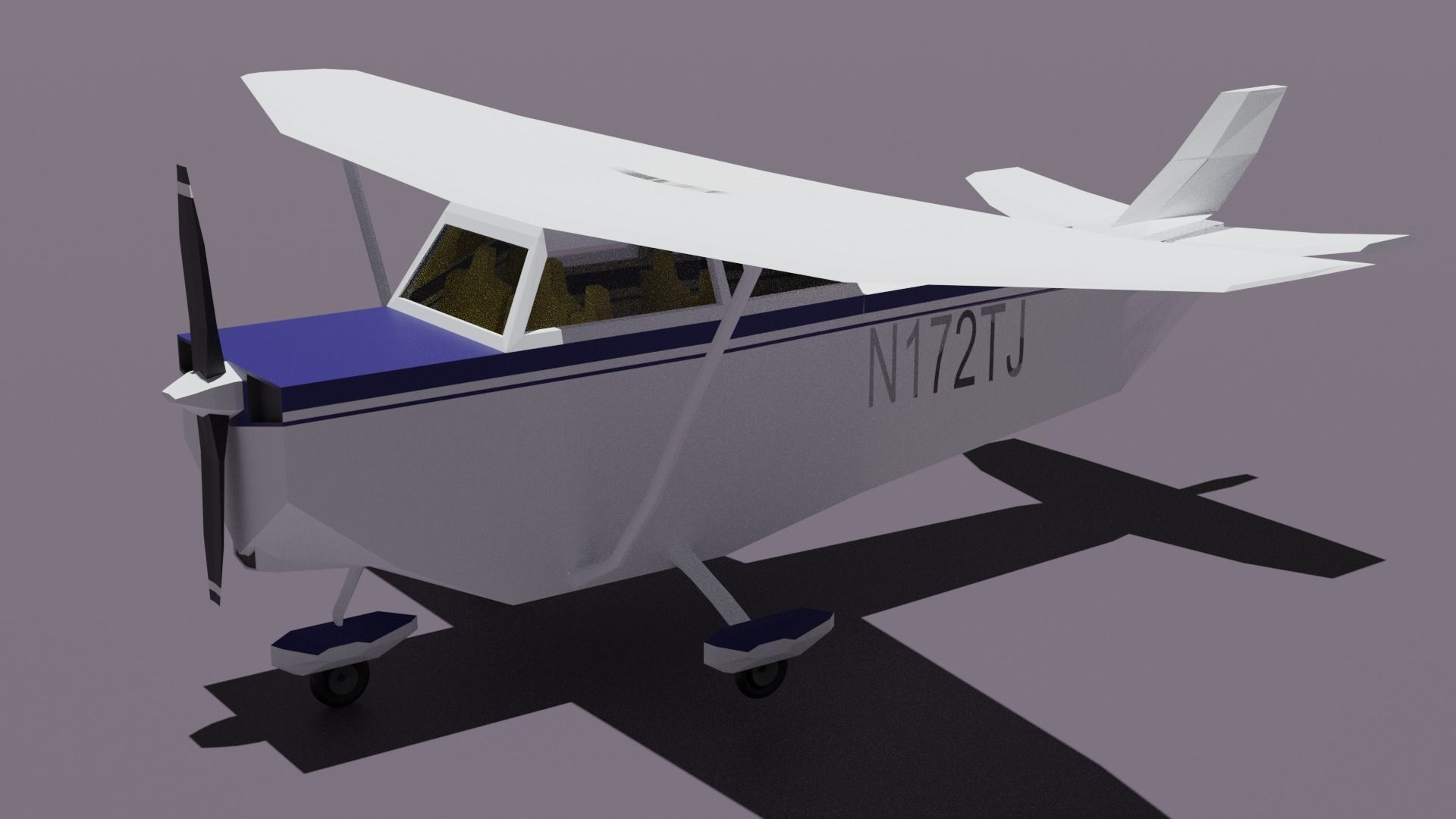 Low poly propeller plane Low-poly 3D model_2