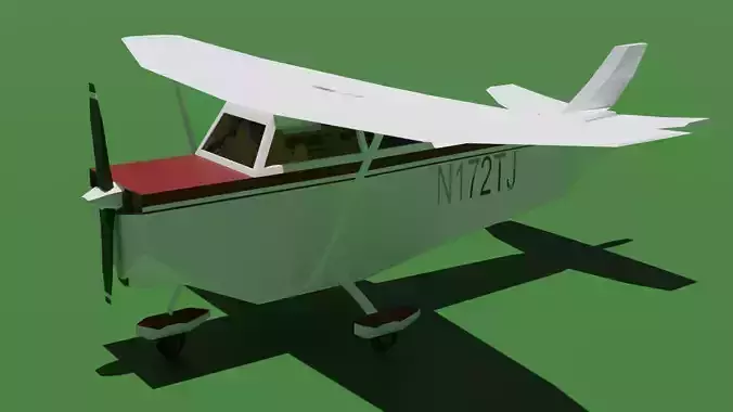Low poly propeller plane Low-poly 3D model