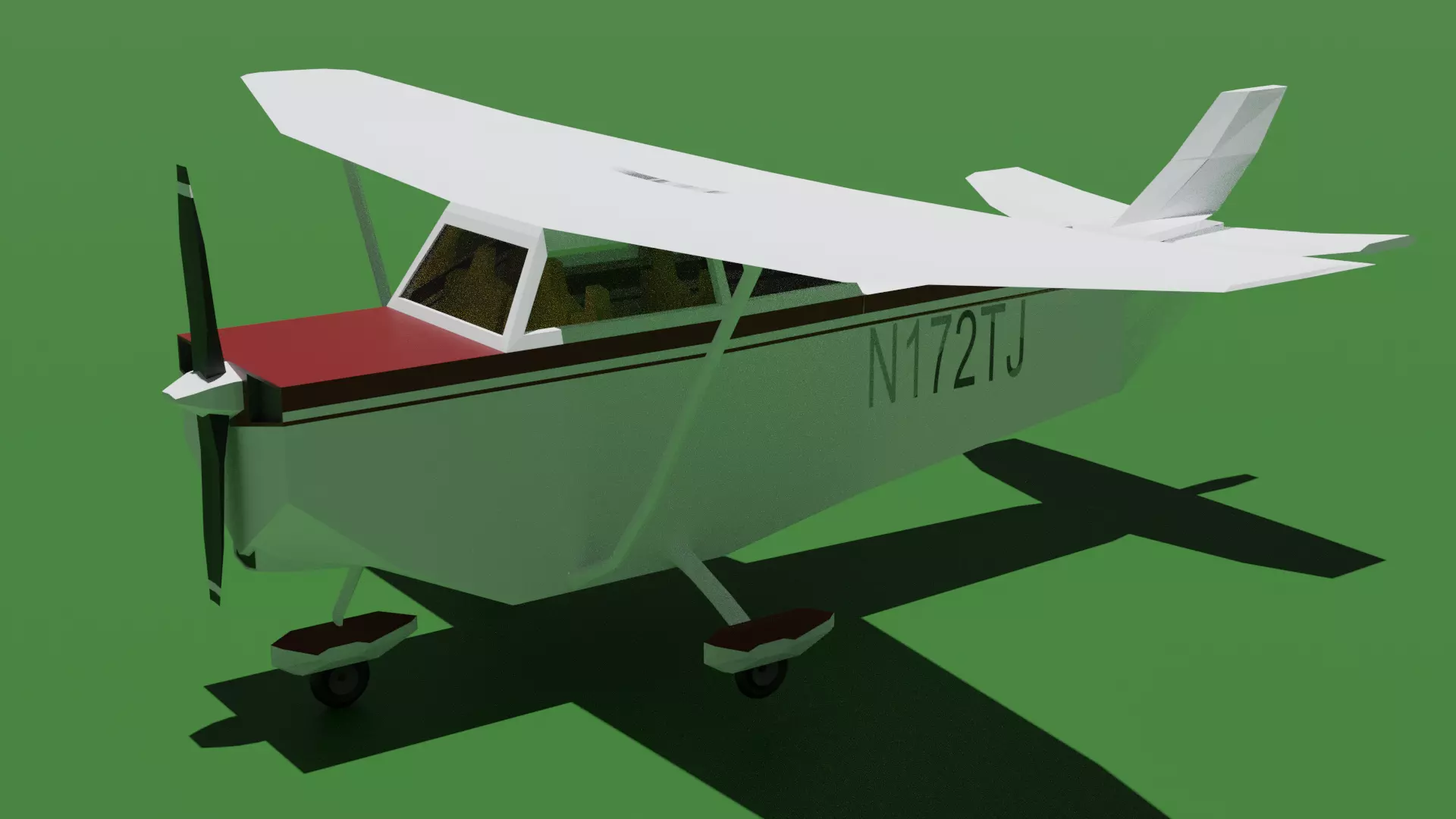 Low poly propeller plane Low-poly 3D model_0