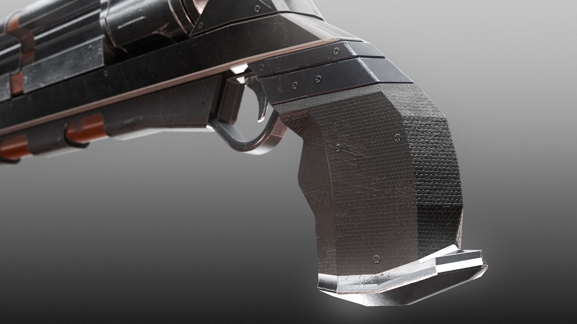 Revolver PBR Low Poly gun Low-poly 3D model_1