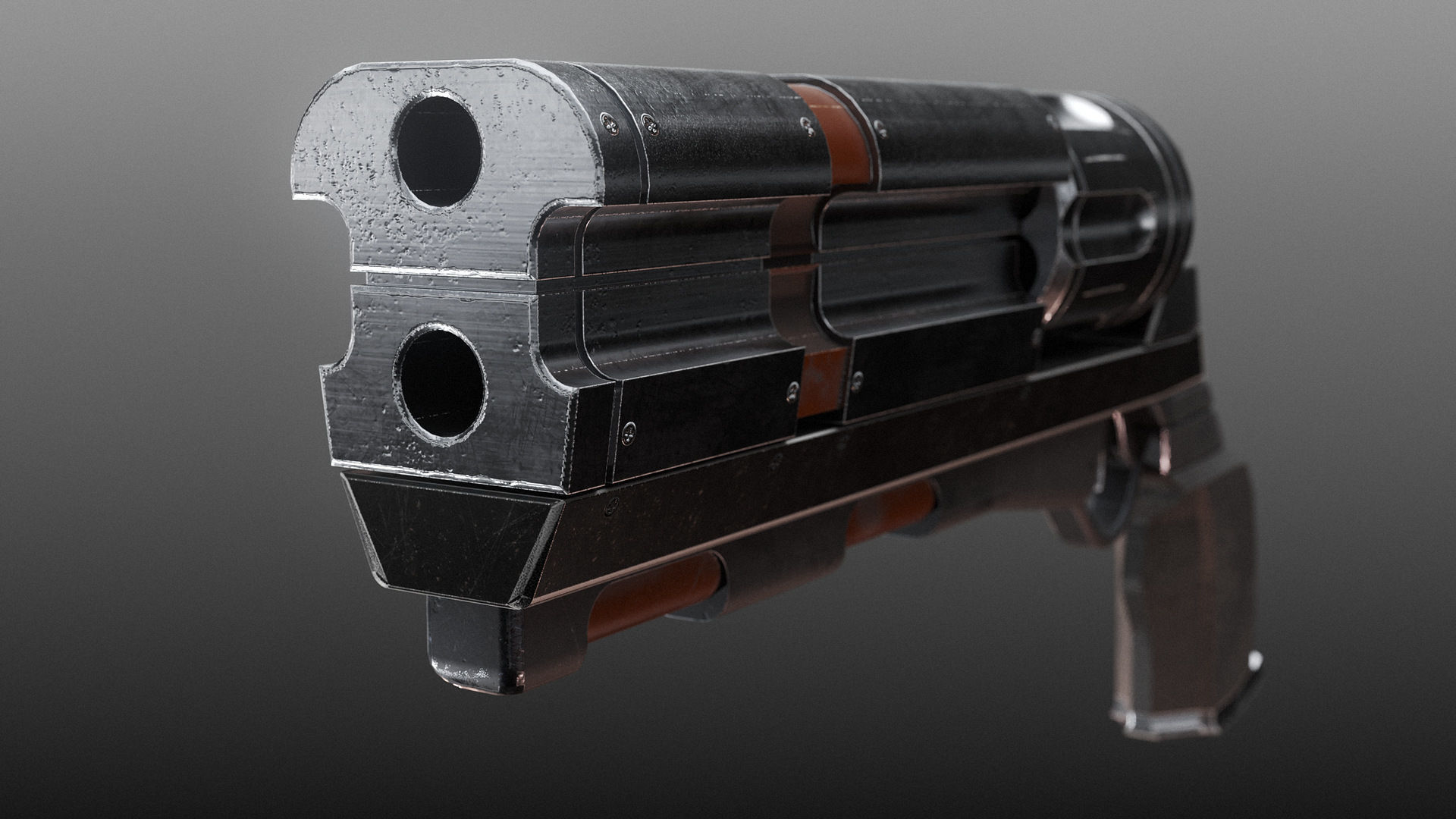 Revolver PBR Low Poly gun Low-poly 3D model_3