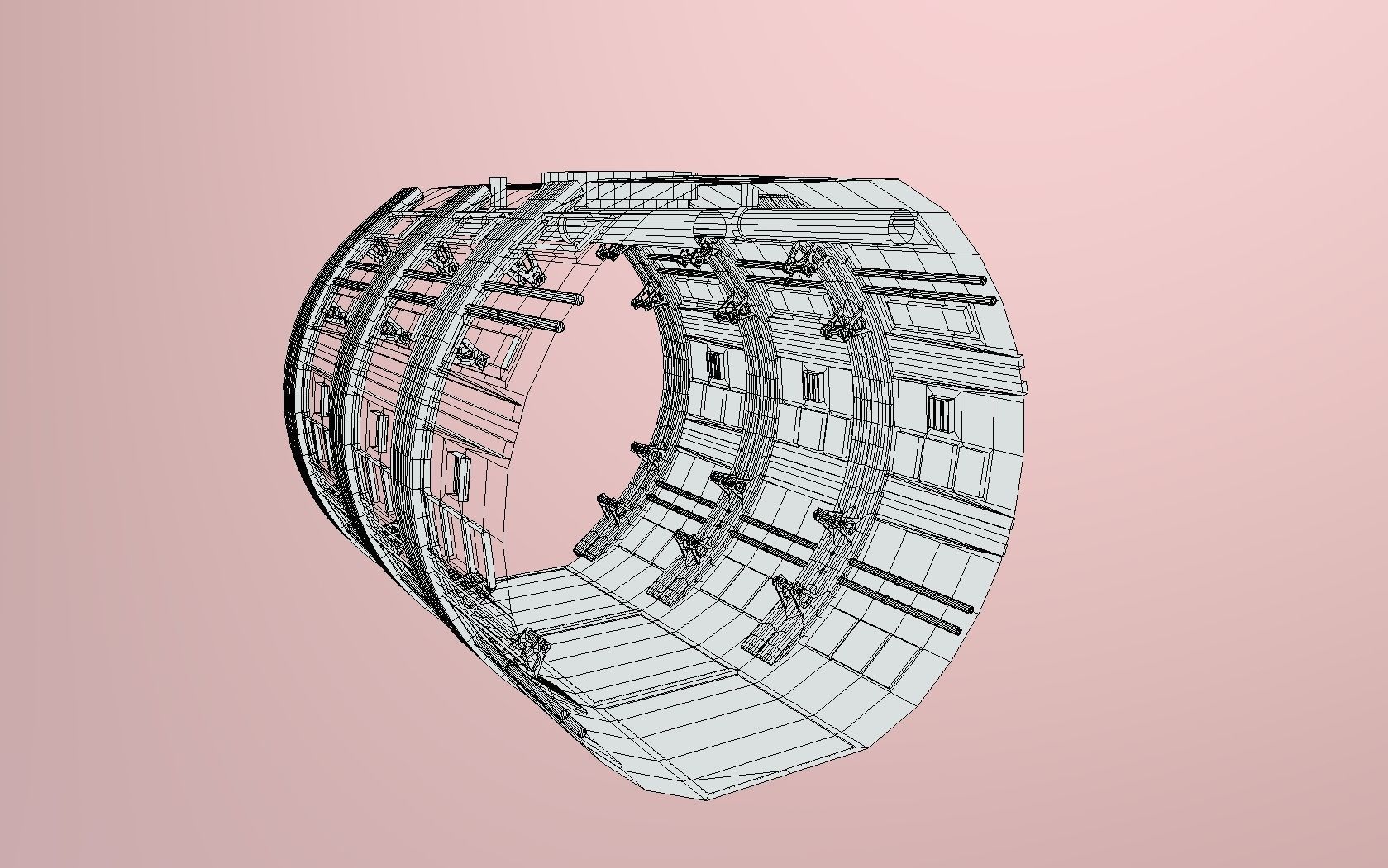 sci-fi tile-able corridor Low-poly 3D model_16