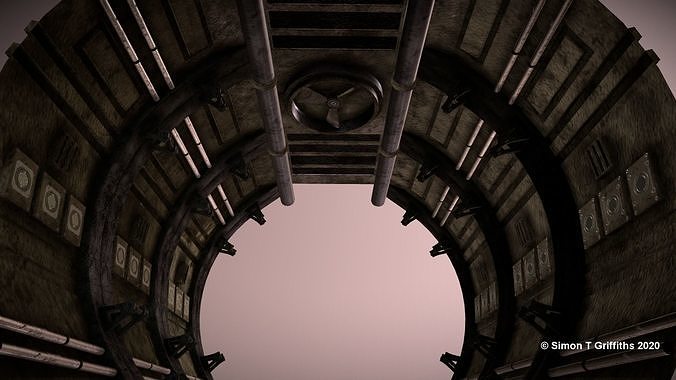 sci-fi tile-able corridor Low-poly 3D model