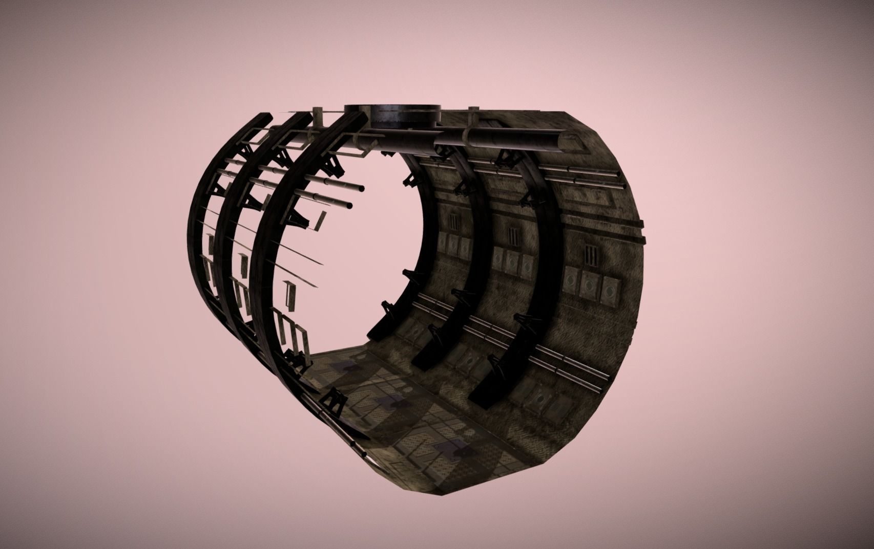 sci-fi tile-able corridor Low-poly 3D model_13