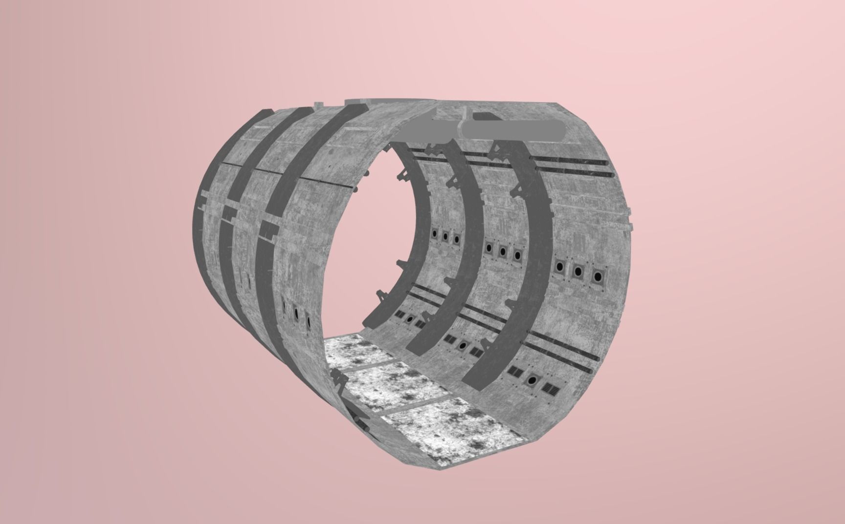 sci-fi tile-able corridor Low-poly 3D model_17