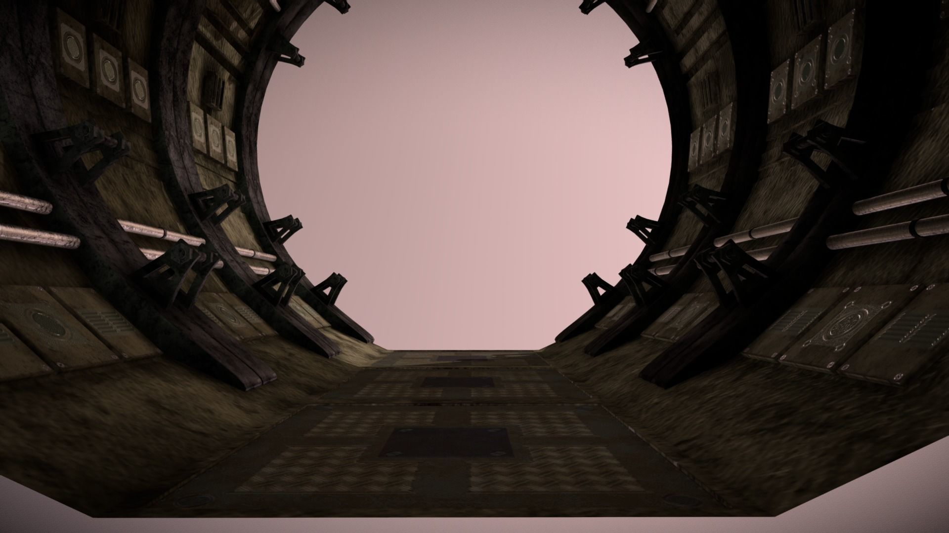 sci-fi tile-able corridor Low-poly 3D model_1