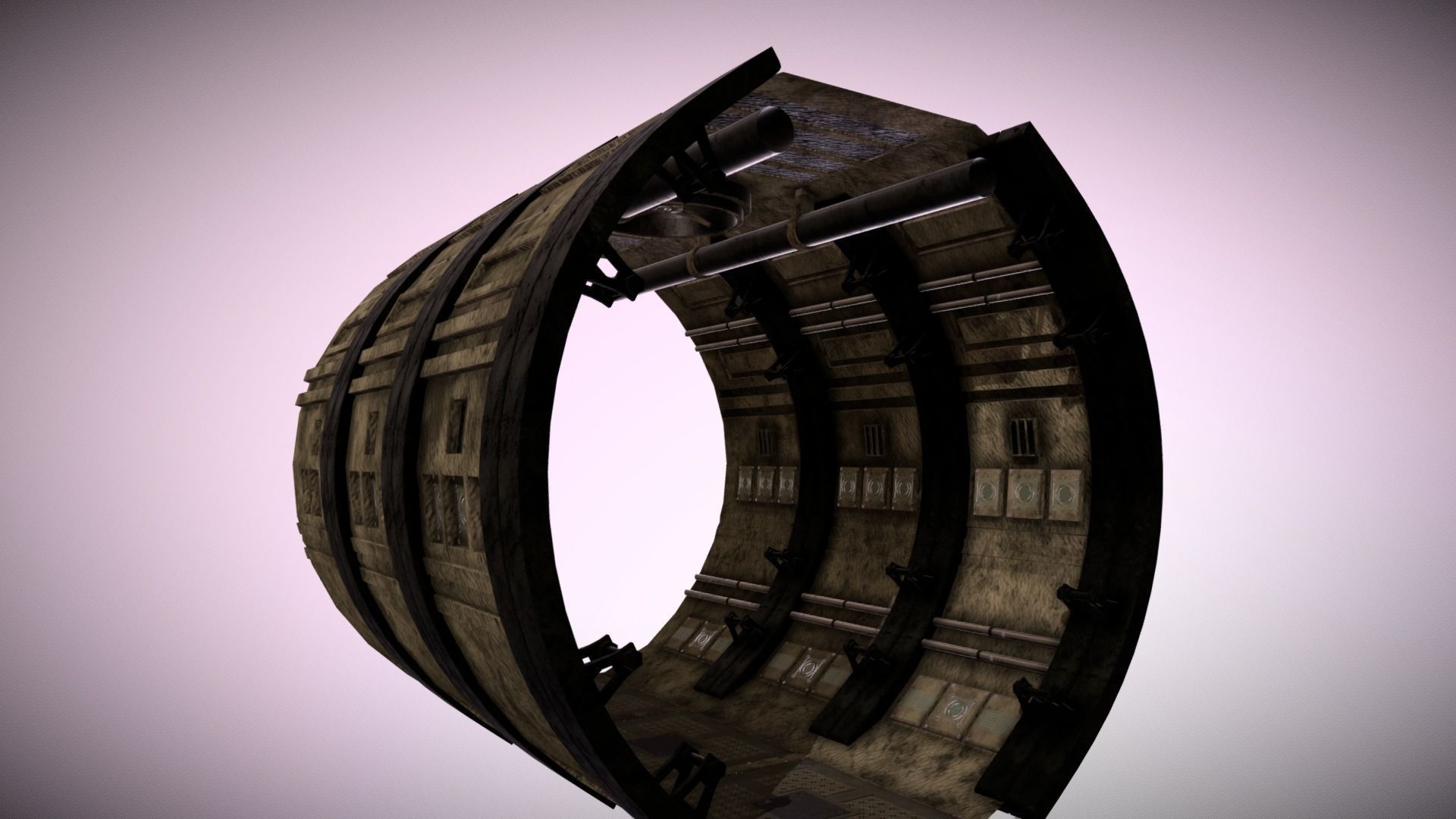 sci-fi tile-able corridor Low-poly 3D model_9